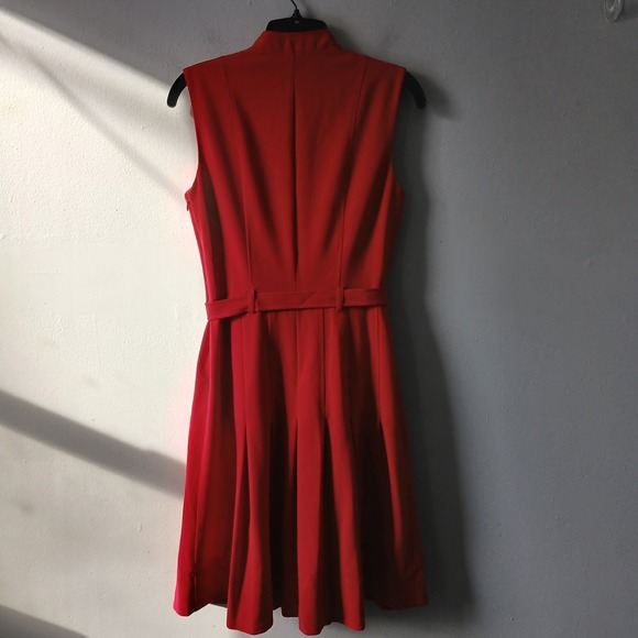 Calvin Klein Women's Size 4 Dress Knee Length Ruffle Belted Button Up Pleated - Picture 14 of 16